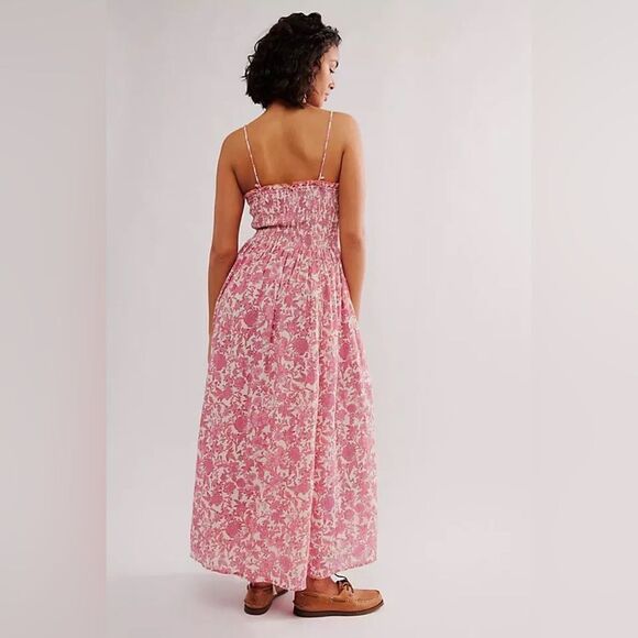Free People Sweet Nothings Midi Dress Pink Combo, size large - Picture 9 of 10